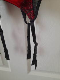 Ann Summers The Siren Red & Black Women Basque Size UK  10 B-C/EU 36 B-C
