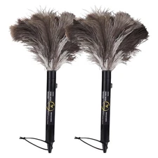 Ostrich Feather Duster Retractable 2 Pack,16 inch Genuine Fluffy Natural Hand...