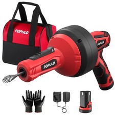 12V Cordless Electric Drain Auger, Auto Feed Plumbing Snake Clog Remover for ...