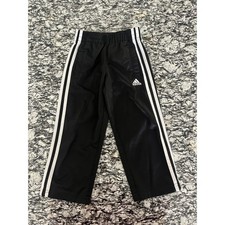 Adidas Kids Black White 3-Stripe Track Pants Joggers Size 4 Athletic Trousers