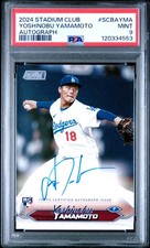 2024 TOPPS STADIUM CLUB BASE AUTO #SCBAYMA YOSHINOBU YAMAMOTO RC PSA 9