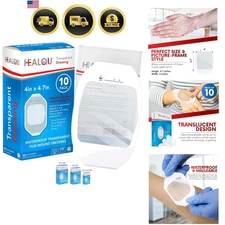 Transparent Film Dressing Waterproof Wound Bandages for Post-Surgical Care 4x...