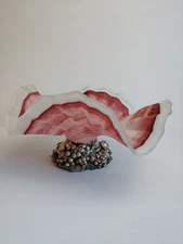 Cristalli D’Oggi Pink Rose Maroon Glass Bowl with Silver Fruit Base Made in...