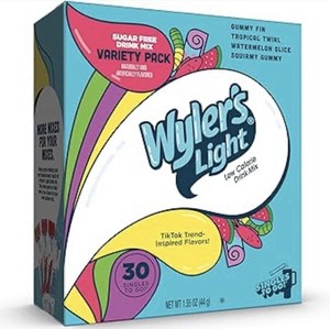 Wyler’s Light Singles Water Drink Mix Gummy Candy Flavor Variety 30 Sticks SF