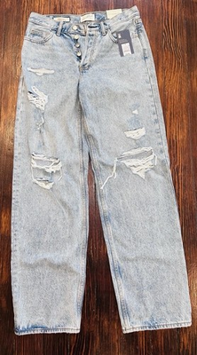 #ad #ad NWT Universal Thread 90s Baggy Jeans Womens Size 4 Distressed Acid Wash Mid Rise $19.89