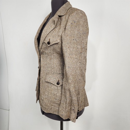 Chaqueta blazer vintage años 70 Sir For Her marrón beige tweed para mujer - Imagen 4 de 10
