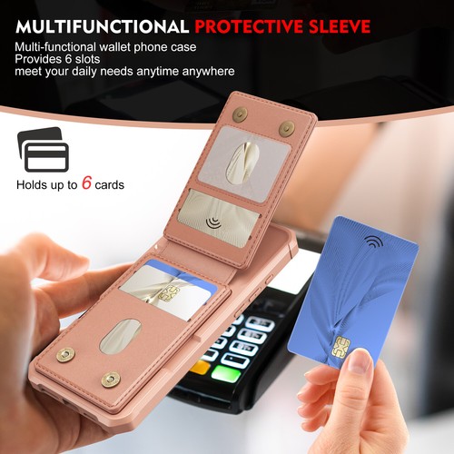 For iPhone 16 Pro Max 15 14 13 12 11 XR Mag Safe RFID Blocking Wallet Stand Case - Picture 37 of 46