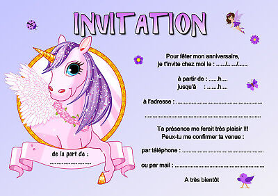 5 12 Ou 14 Cartes Invitation Anniversaire Licorne Ref 461 Ebay