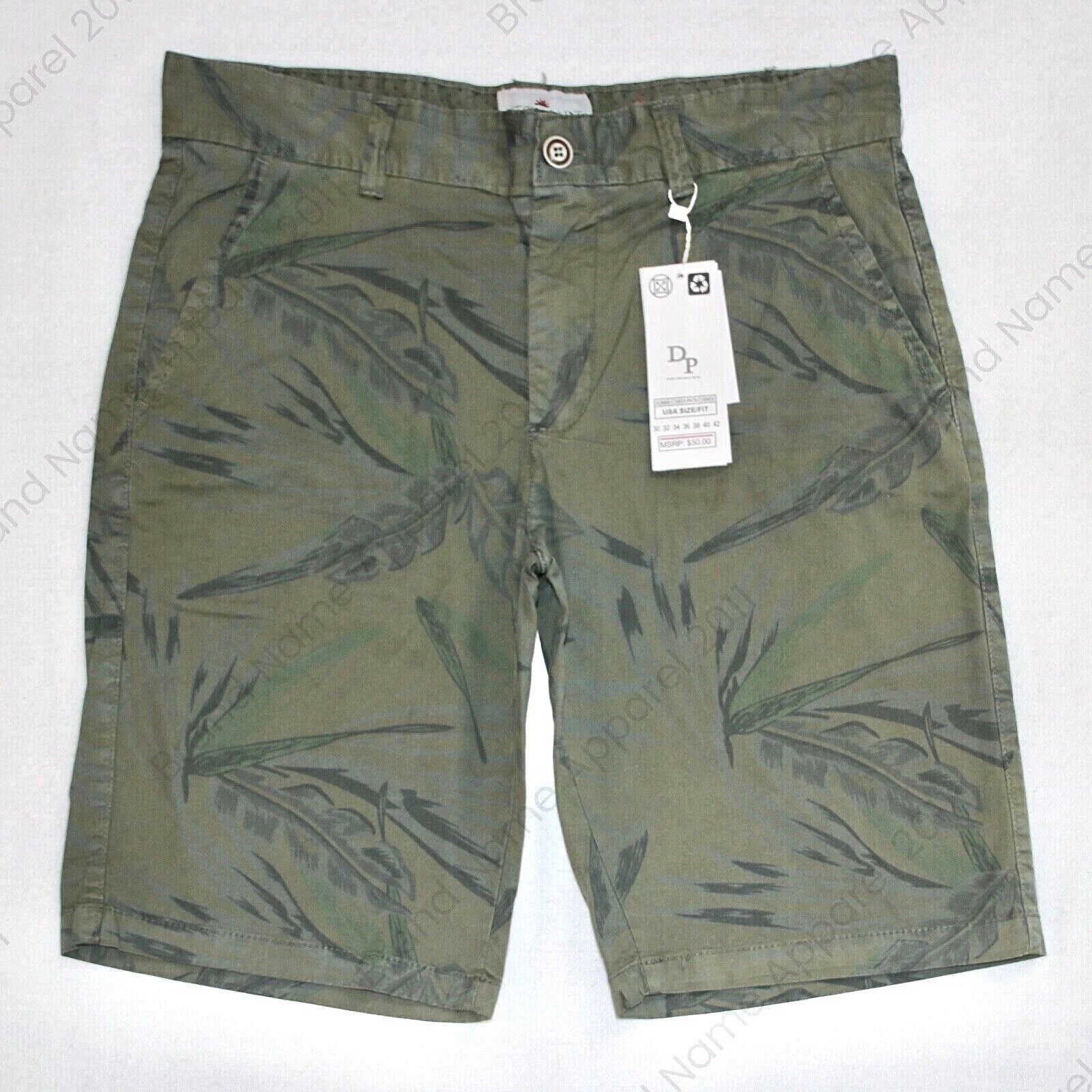 Ditch Plains Men's Tropical Print Knee-Long Chino Shorts, Stretch Cotton Twill