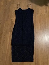 New Look Navy Blue Lace Overlay Strappy Midi Length Body-con Party Dress UK 8/10