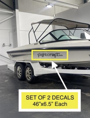 Flightcraft By Malibu Boat 46” Black Decals Vinyl Replacement Stickers ...