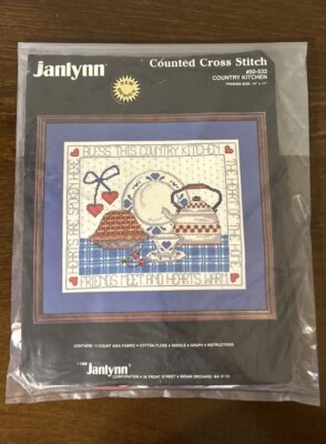 Vintage 1988 Janlynn Counted Cross Stitch Kit Country Kitchen #50-532