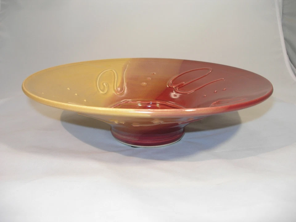 Two Toned Ceramic Serving Bowl Marked "Old Fish House"...Signed: Bryson - Image 2 of 4