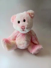 Commonwealth 2005 Pink Pastel Weighted Beanie Teddy Bear Pink Nose & Bow Seated