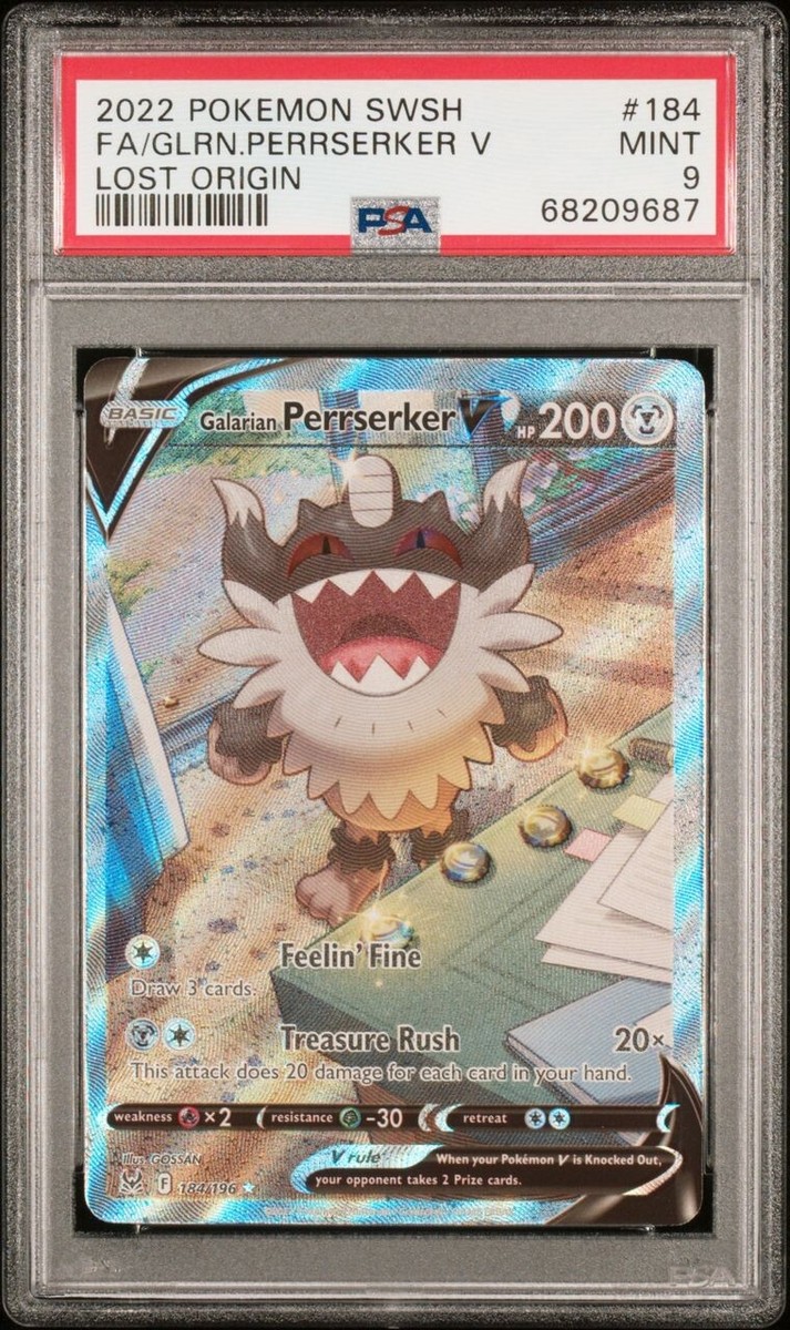 PSA 9 Galarian Perrserker V Alt Alternate Art 184/196 Lost Origin
