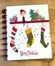 Christmas Elf Elves Stockings Holiday Front/Back Cover Set 4 use w HAPPY Planner