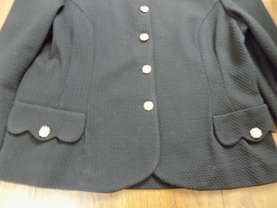 De colección SOFT S.L. Blazer elástico Fashions negro elegante botones dorados talla 18 usado en excelente estado ¡Bonito! Foto 3 de 4