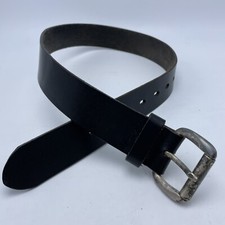 Black Thick Leather Work Belt Sz 26 Distressed Square Buckle 1 1/2  Wide India