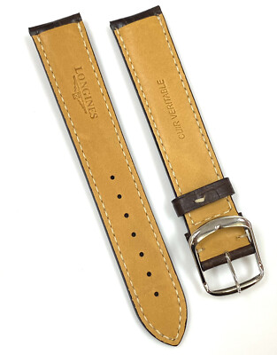 Delugs レザーベルト アリゲーター 19mm ブラウン Genuine Longines 19mm x 18mm Alligator Leather Brown Band Strap | eBay