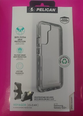 Samsung Galaxy S22+ Case CLEAR Pelican Voyager Holster Stand Swiveling Belt Clip
