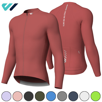Wulibike Herren Radfahren Jersey lange Ärmel Full Zipper 4 Taschen Reflektierend