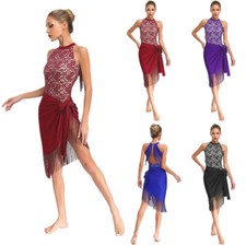 Women's Suit Cha-Cha Outfit Competition Sets Sleeveless Leotards Lyrical Tango