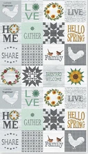 Home Family Love Fabric Farmhouse Spring Hill Farm Cotton Benartex 24" Panel