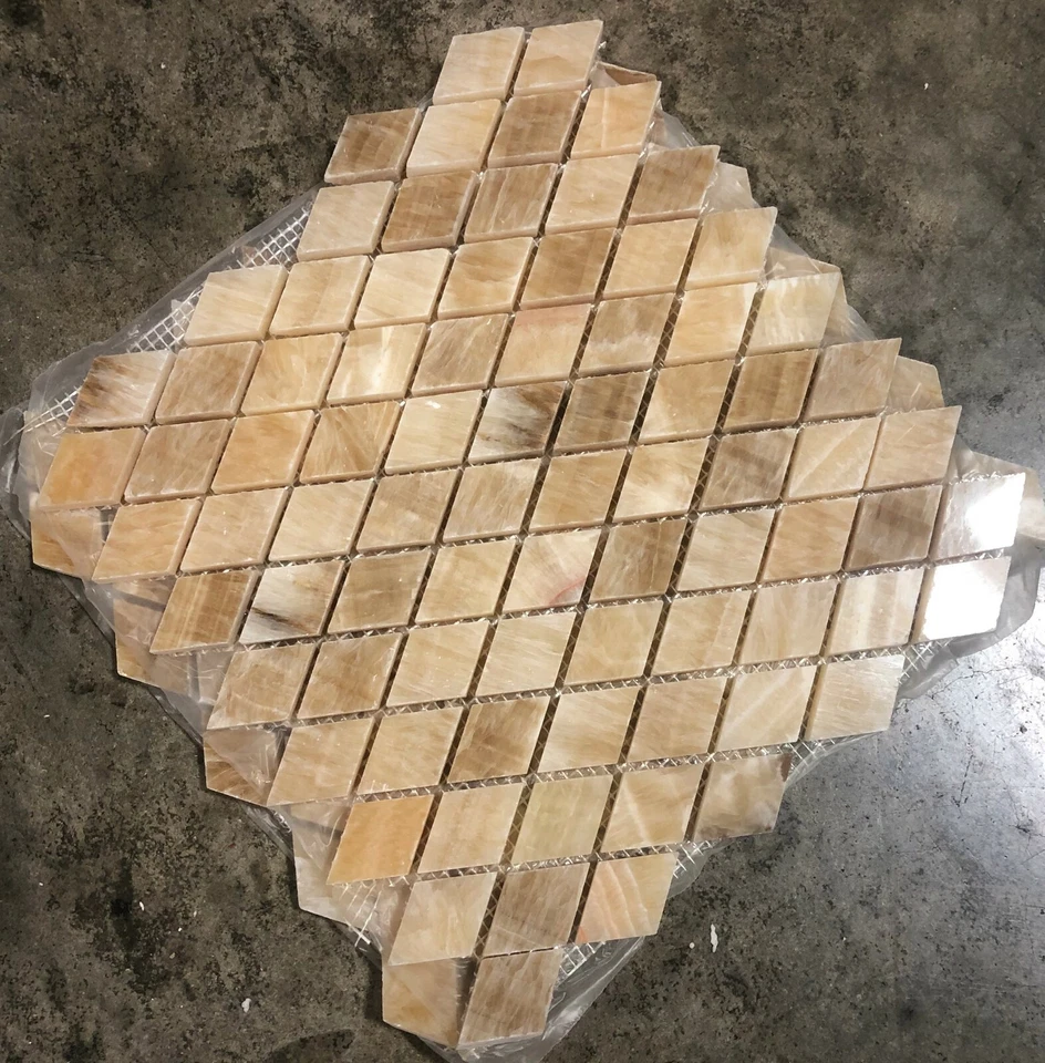 Mosaico de azulejos 12x12 diamante miel ónix remodelación piedra 10 hojas T-04 Foto 3 de 4