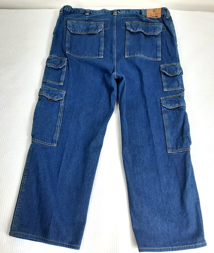 Y2K Liberty Blues Cargo Work Jeans Men's W 44 - 38 In 29" Big Tall Blue Cotton - Picture 12 of 15