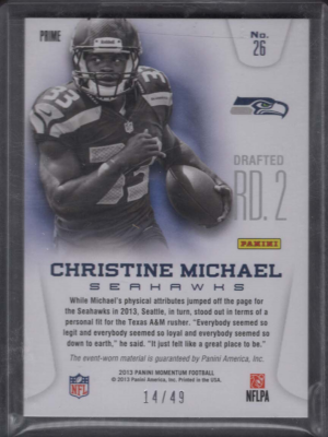 SEATTLE SEAHAWKS ROOKIE RC DUAL 2-COLOR Jersey /49 Christine