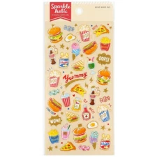 Mind Wave Sparkleholic Transparent Gold Glitter Stickers / Fast Food