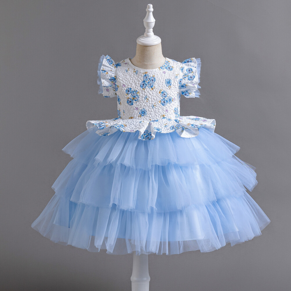 layered tulle princess dresses for kids Baby Blue Tulle Princess Dress | Winter Birthday Outfit | Toddler Party Dress