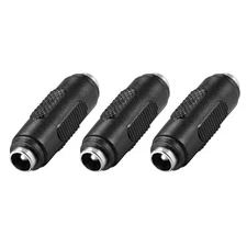 DC Female to Female Power Jack Connector Plug Adapter 5.5x2.5mm Black 3Pcs