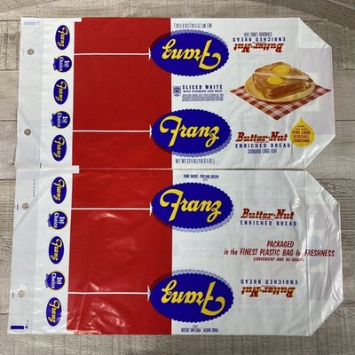 Vintage Franz Butter-Nut White Bread Bag - New Old Stock - You Get 2 