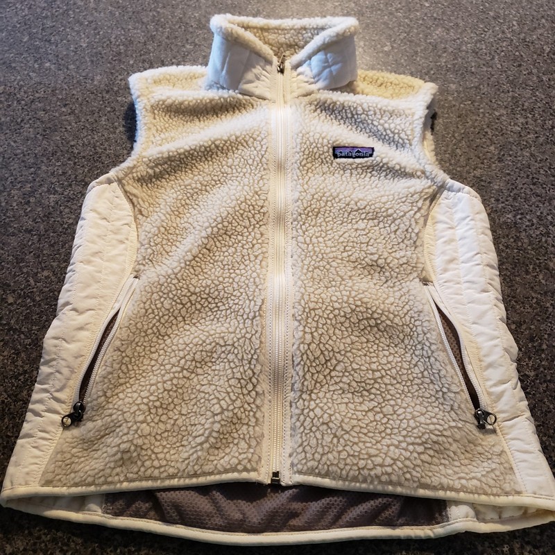 Patagonia Synchilla Vest Fleece Sherpa Style Womens Medium Off White Patagucci