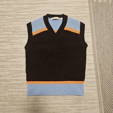 Marni x Uniqlo V-Neck Knit Vest Black/Blue/Orange Casual Used
