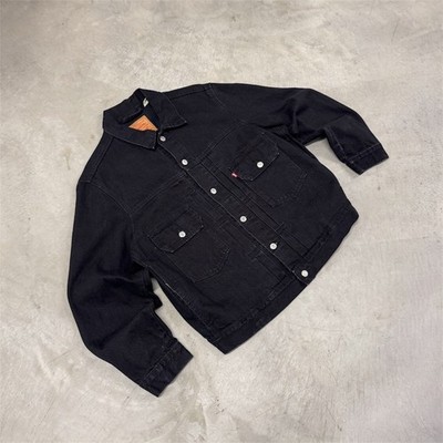LEVIS Men s Trucker Type 2 Premium Denim Jean Jacket, Black, L