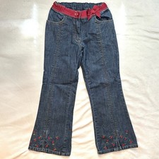Vintage Gymboree 2005 Cherry Pie Girls Flare Denim Jeans Pants 7 embroidered