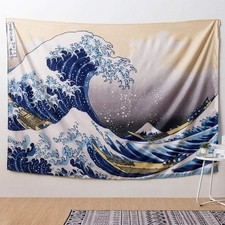 IcosaMro Great Wave Tapestry for Bedroom 60x82.7 Inch Large Wall Hanging Art ...