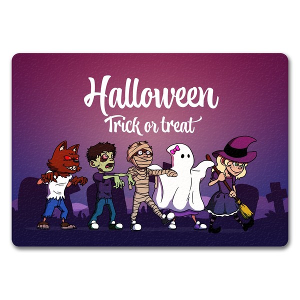 FußMatte In 35X50 Cm Ohne Rand Mit Halloween-Motiv, Spruch Und Kleinen Monstern-image