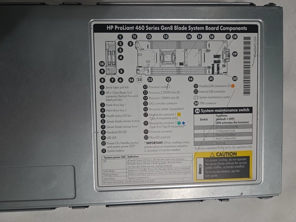 HP ProLiant BL460c Gen8 Blade Server was in use and no disco duro , no tarjeta R - Image 2 of 4