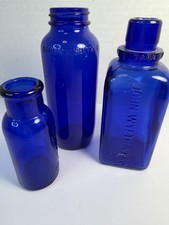 3 Cobalt Blue Glass Bottles