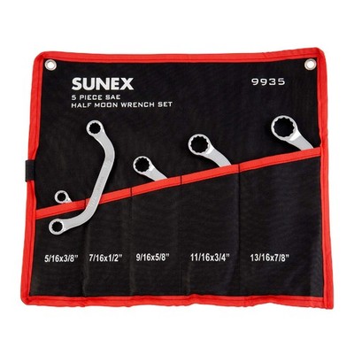 Sunex Tools 9935 Sae Half Moon Wrench Set 5/16X3/8 - 13/16X7/8 Fully Polished