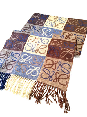 Authentic Loewe Anagram Wool & Cashmere Scarf stole shawl made in UK Multicolor