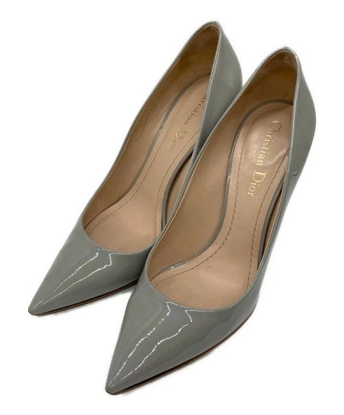 Escarpins Christian Dior femme gris verni talon avec toplift supplémentaire