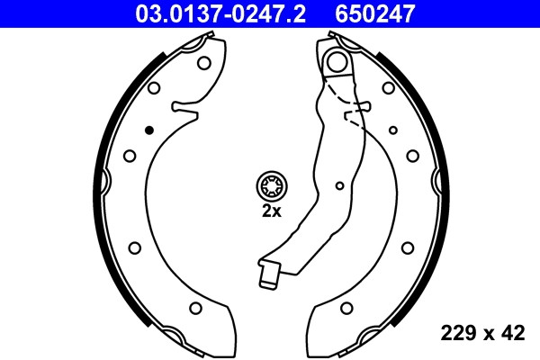 Jeu de mâchoires de frein ATE 03.0137-0247.2 pour rénovation freinage arrière OE 34211160504