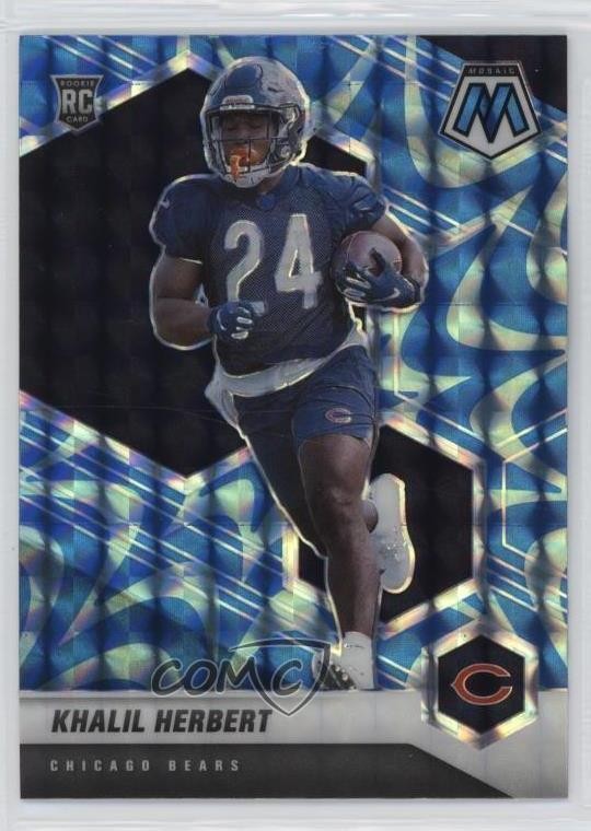 2021 Panini Mosaic Rookies Reactive Blue Mosaic Prizm Khalil Herbert #380 0yi8
