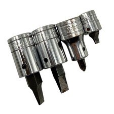 Snap-On Tools Mixed Lot 4pc Flat Head Bit Drive Socket 3/8