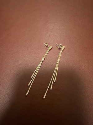 14K Yellow Gold Dangle Earrings - 4.92 Grams - Stamped Italy - 2.75 Inch