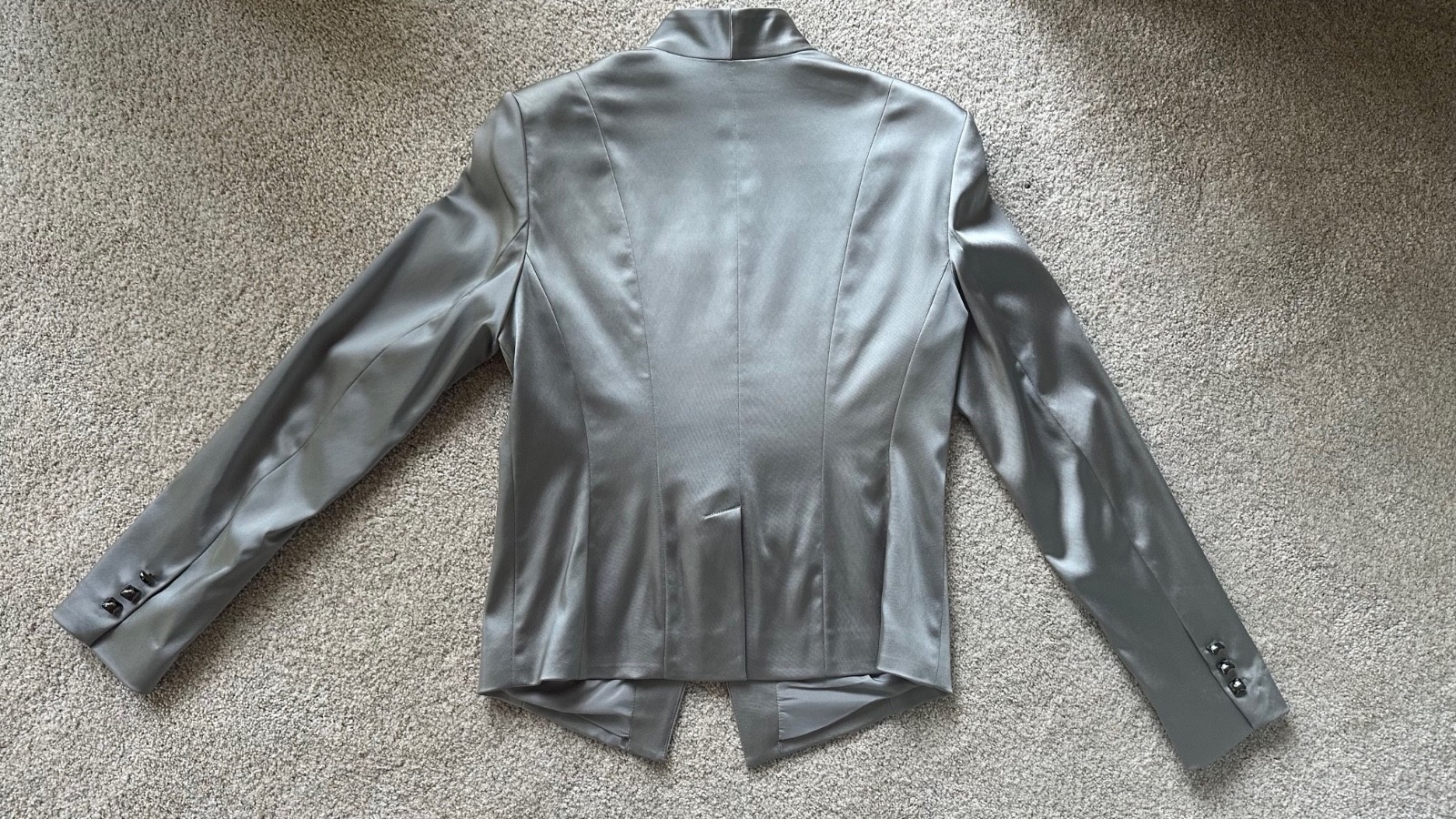 Cache Silver Gray Fitted Couture Jacket Blazer Li… - image 2